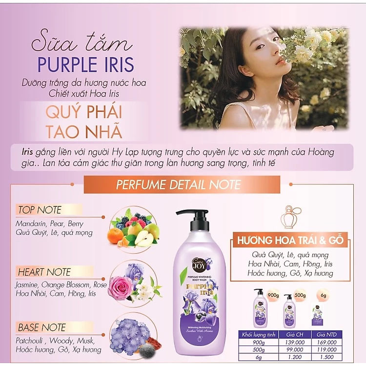 Sữa Tắm Nước Hoa Sáng Da Coco Joy Purple Iris 900g