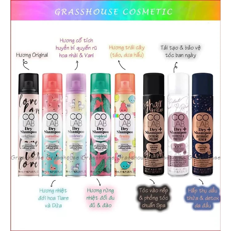 Dầu gội khô COLAB hương Paradise 200ml
