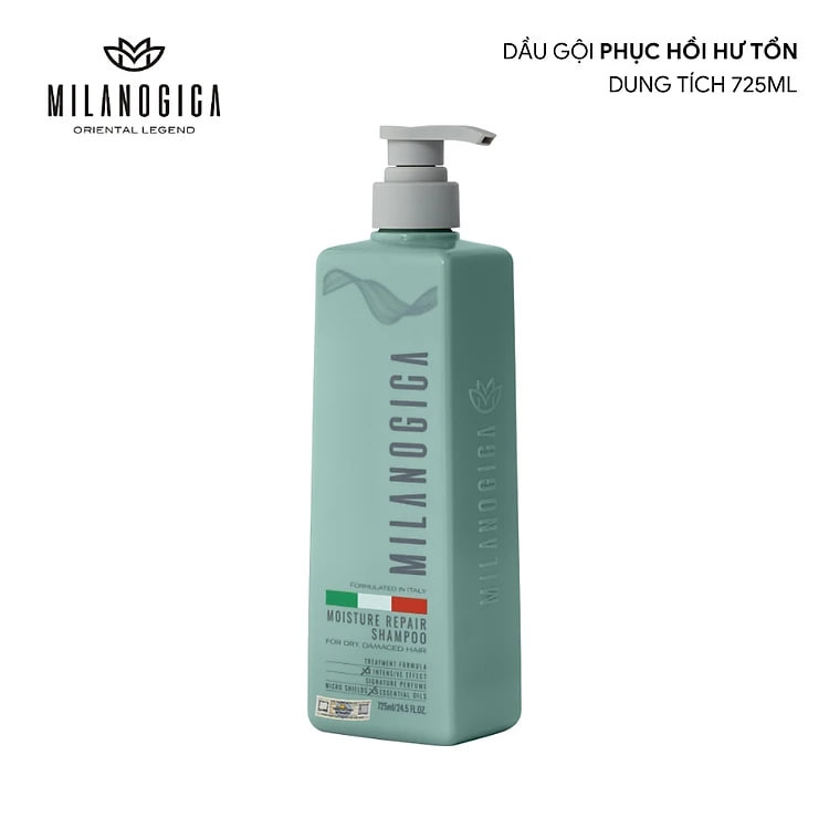 Dầu Gội , Dầu Xả hương nước hoa Milanogica 725ml Phục hồi hư tổn, T.r.ị gàu sạch ngứa da đầu
