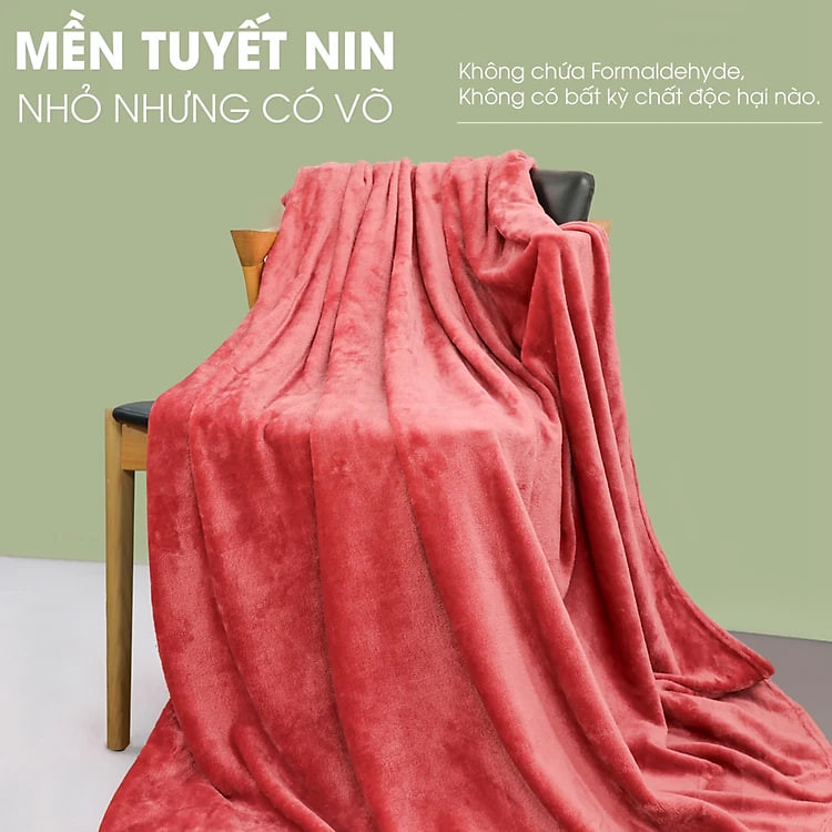Mền tuyết NIN HOUSE 100% Microfiber 1m3x2m mới 2024, chăn hè cao cấp mịn màng, chăn lông tuyết nhung nhiều màu