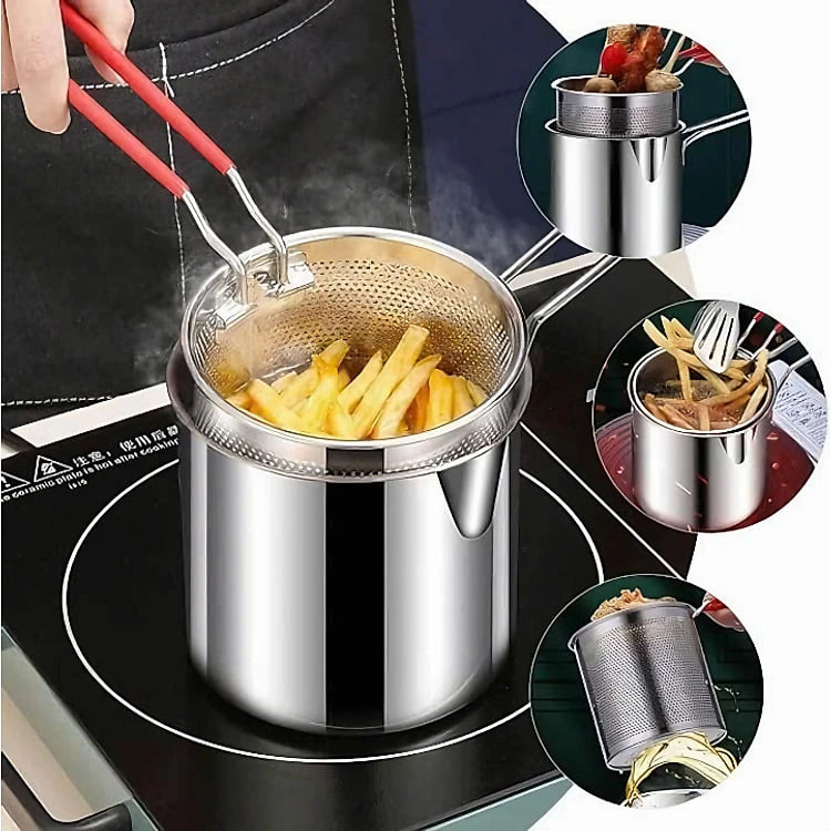 Bộ nồi chiên nhúng ngập dầu inox304 cao cấp có tay cầm tiện dụng 26.3x12cm (Tặng kèm 1 món quà tri ân)- Hàng chính hãng