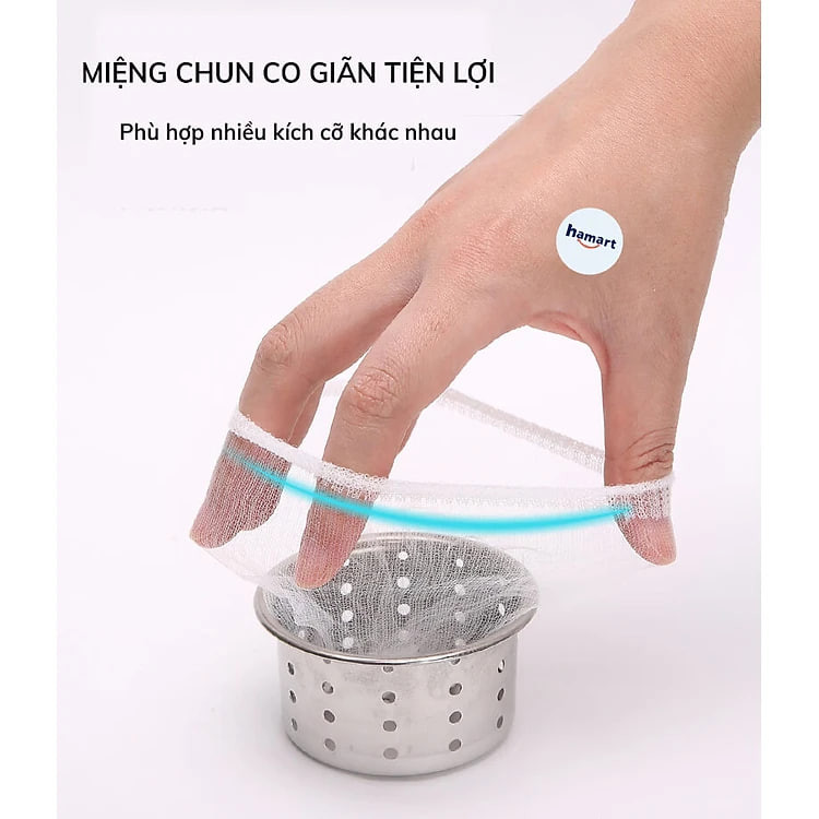 100 Túi Lưới Lọc Rác Bồn Chậu Rửa Chén Bát Có Chun Bo Gom Đựng Rác Tiện Lợi