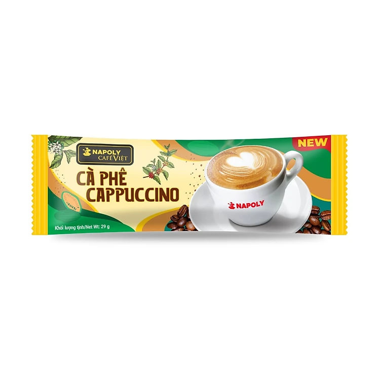 Cà Phê CAPPUCCINO Napoly Coffee Arabica/Robusta Hòa Tan Giữ Hương Vị Cà Phê, Đậm Đà, Thơm Béo Của Sữa - Túi 18 Gói x29g