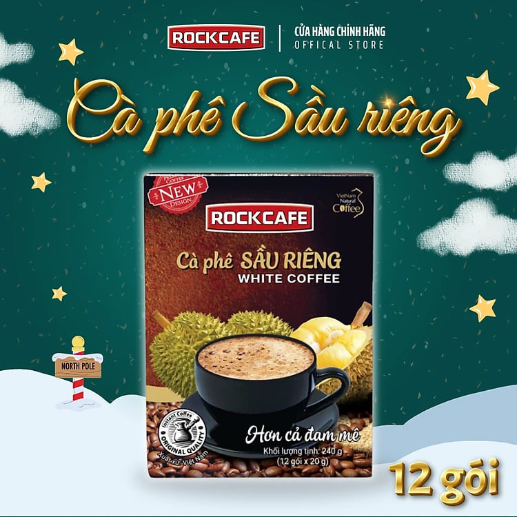 Hộp 12 gói Cà phê Sầu riêng ROCKCAFE (20g/gói)