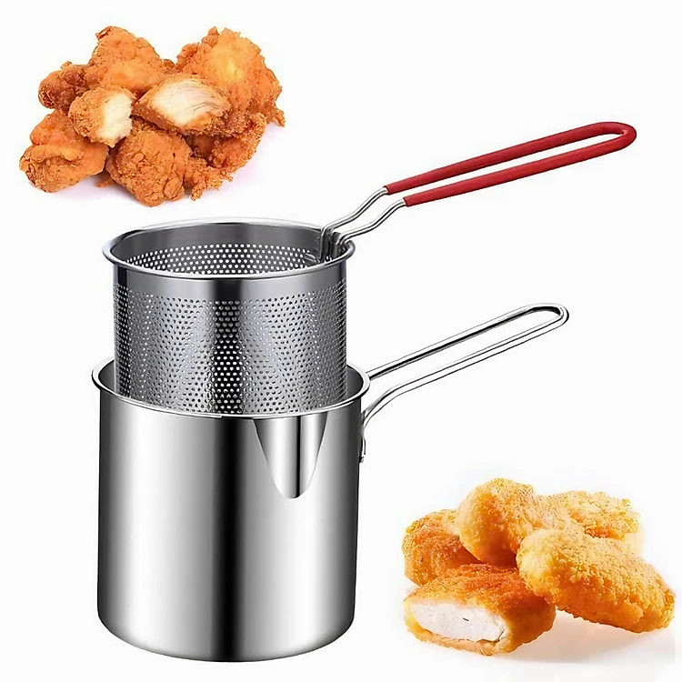 Bộ nồi chiên nhúng ngập dầu inox304 cao cấp có tay cầm tiện dụng 26.3x12cm (Tặng kèm 1 món quà tri ân)- Hàng chính hãng