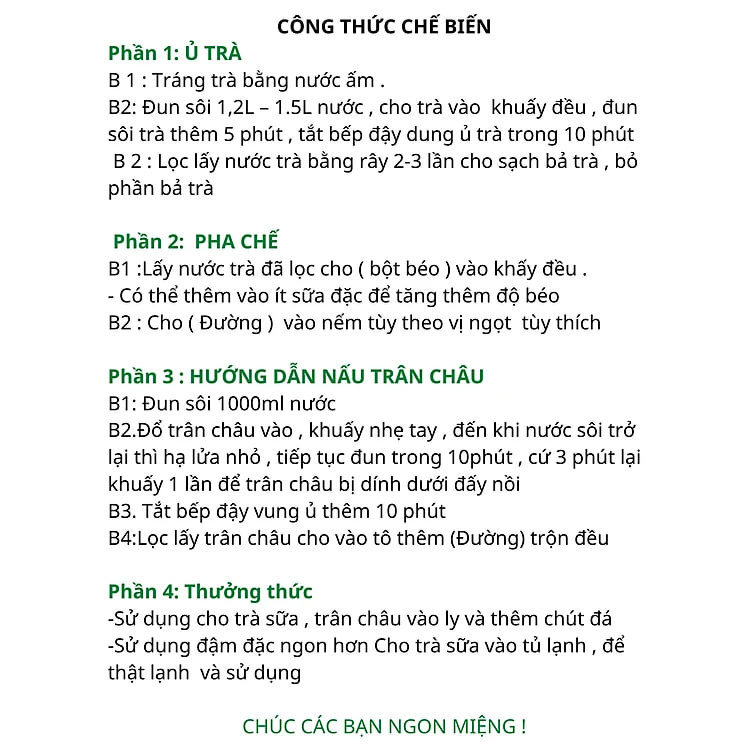 Trà sữa trân châu Hoàng Kim / Nguyên liệu pha chế trà sữa 10 - 12 ly trà sữa thơm ngon / Đồ ăn vặt / Vườn Xanh Sạch/Có hướng dẫn cách nấu