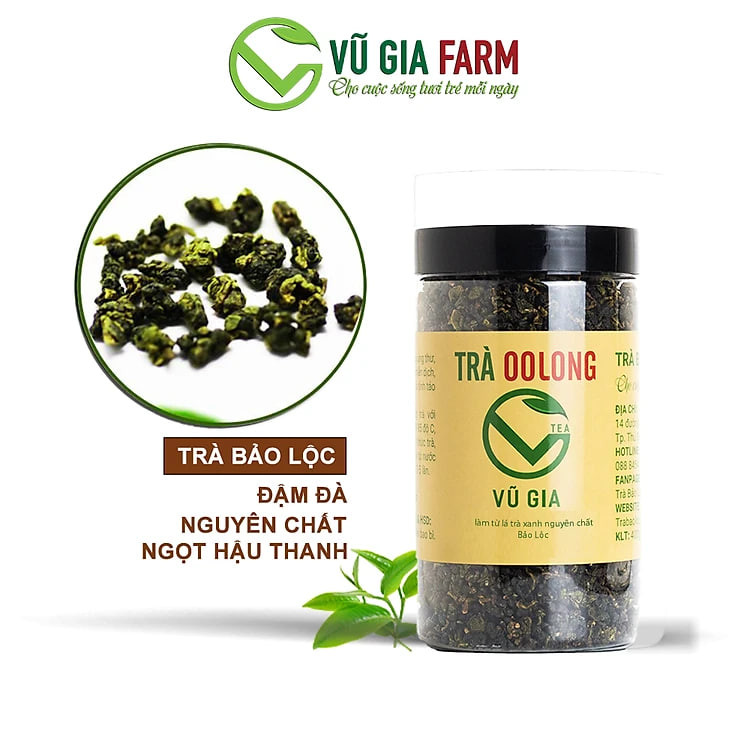 Trà Oolong Nguyên Chất Bảo Lộc Vũ Gia [200gr-hũ] + Tặng 5 Túi Lọc Đựng Trà - Nguyên liệu nấu trà sữa trân châu thơm ngon tại nhà, giảm cân an toàn