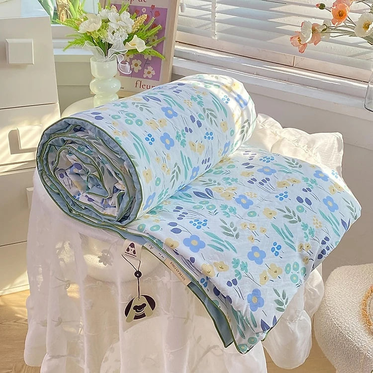 Chăn cotton đũi bông ép xơ đậu nành nguyên tấm 170*200cm - mẫu giao ngẫu nhiên