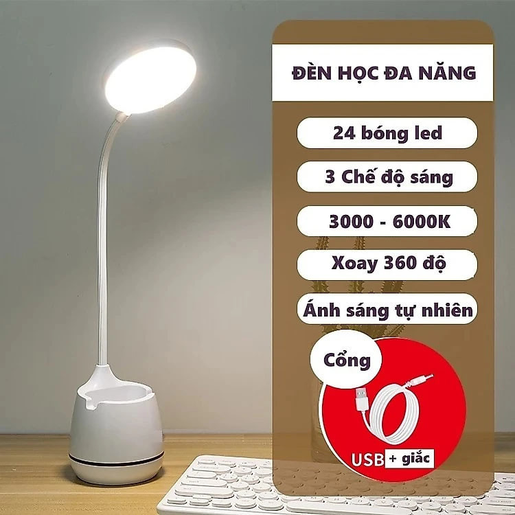 Đèn Bàn Học Led Bảo Vệ Mắt Chống Cận Làm Việc - Đọc Sách - Học Tập - Thân Đèn Uốn Cong Tiện Lợi - Linh Hoạt Điều Chỉnh Góc Độ & Vùng Sáng - Hàng Chính Hãng