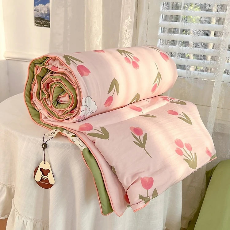 Chăn cotton đũi bông ép xơ đậu nành nguyên tấm 170*200cm - mẫu giao ngẫu nhiên