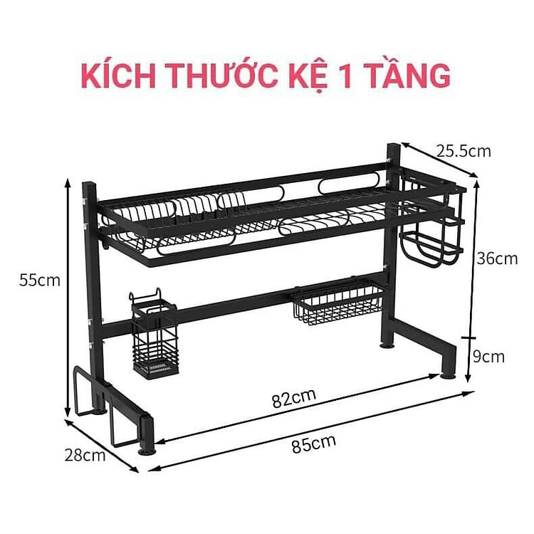 Kệ chén bát thông minh chất liệu inox cao cấp không han gỉ 1 tầng tiết kiệm không gian gia đình