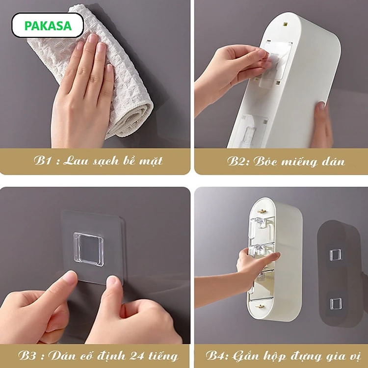 Kệ Đựng Gia Vị Nhà Bếp Dán Tường Có Ngăn Kéo 5 Ngăn Tiện Dụng - Hàng Chính Hãng