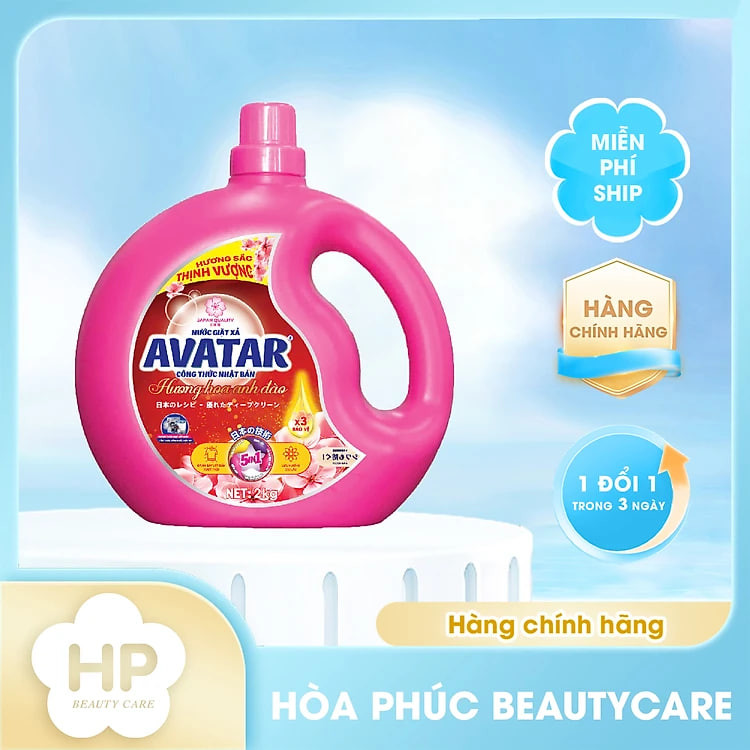 Combo 2 Can Nước Giặt Xả Vải Avatar Hương Hoa Anh Đào 4kg