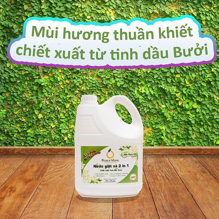 Nước Giặt Xả Gốc Thực Vật 2in1 Peace Mass (Thuộc nhóm Sản phẩm Lành tính)Can 3.6l