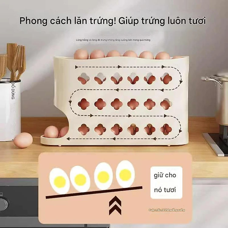 Hộp đựng trứng lăn thông minh – Kệ để trứng chuyên dụng cho cửa tủ lạnh, hộp bảo quản trứng tiện lợi, giúp sắp xếp gọn gàng, giữ trứng tươi lâu