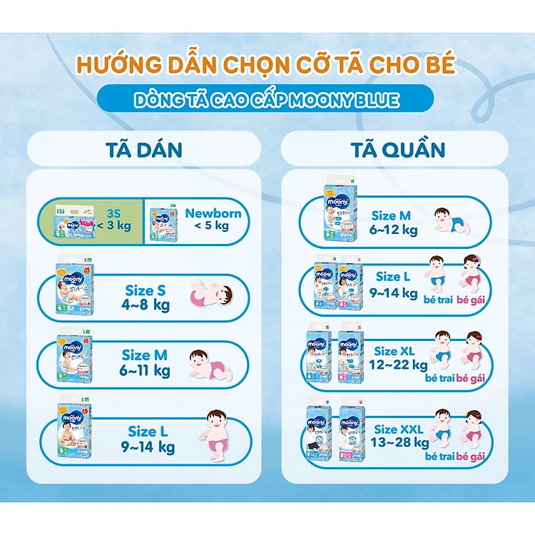 Tã Dán Sơ Sinh Cao Cấp Moony Nhật Bản NB 90 miếng