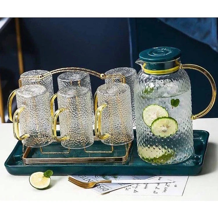 https://tiktokshop-seller-vn.com/Bộ bình đựng nước 6 cốc ống thủy tinh kèm khay sứ, giá úp cốc kim loại mạ vàng sang trọng