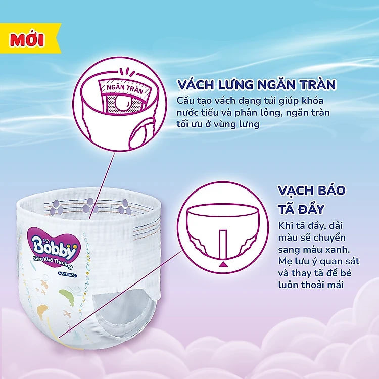 [TẶNG KÈM 4 MIẾNG] Tã quần Bobby Siêu Khô Thoáng - 100% Thoáng Khí Mega Jumbo - XXL76