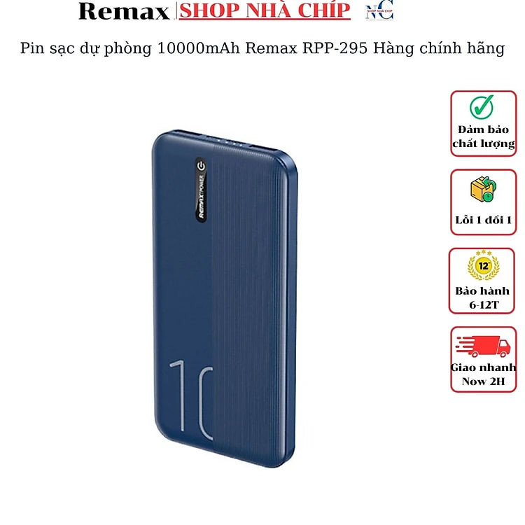 Pin sạc dự phòng 10000mAh Remax RPP-295 Hàng chính hãng