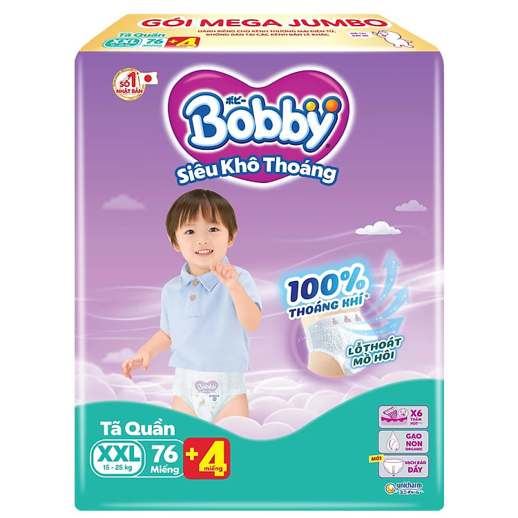 https://tiktokshop-seller-vn.com/[TẶNG KÈM 4 MIẾNG] Tã quần Bobby Siêu Khô Thoáng - 100% Thoáng Khí Mega Jumbo - XXL76