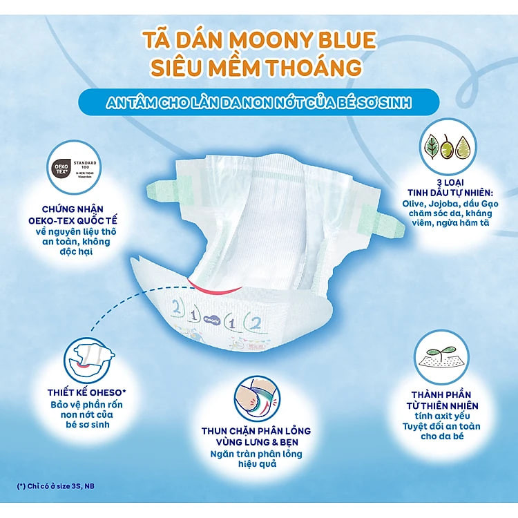 Tã Dán Sơ Sinh Cao Cấp Moony Nhật Bản NB 90 miếng