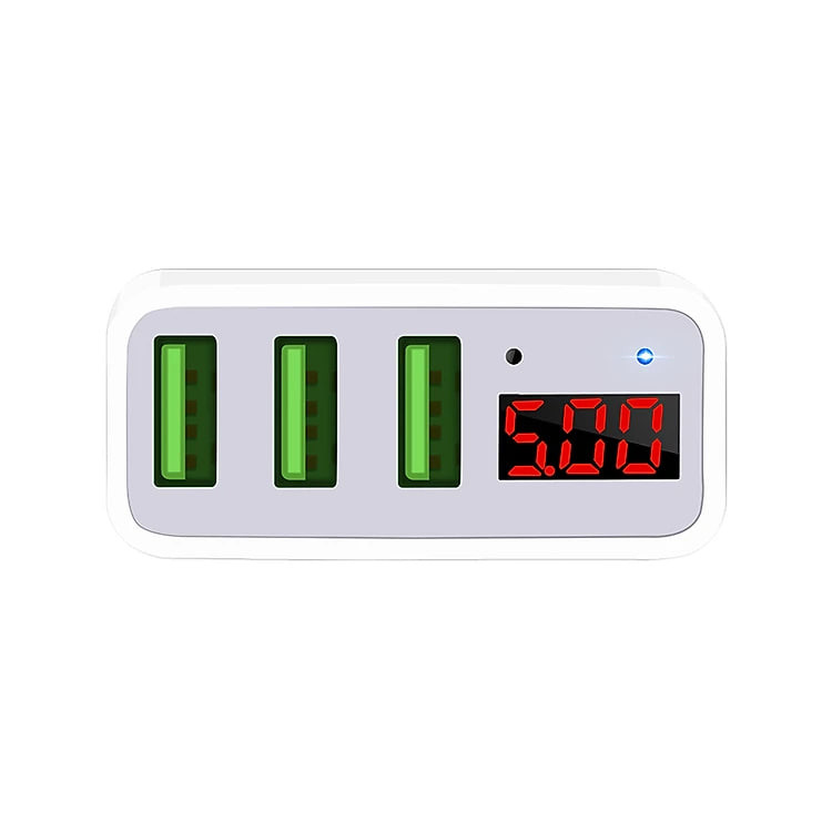 Adapter Hoco C15 củ sạc điện thoại 3 cổng USB 3A có đèn LED hiển thị dòng điện - Hàng chính hãng