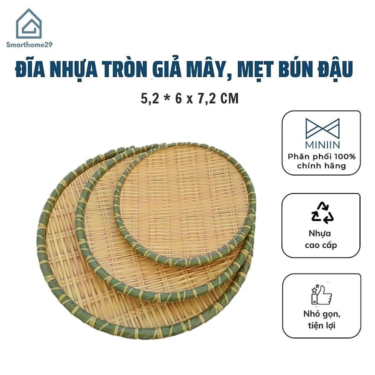 Dĩa Nhựa Giả Mây Mẹt Tre Tròn Nhiều Size- Mẹt Bún Đậu Mắm Tôm - Hàng Loại 1 - Chính Hãng MINIIN