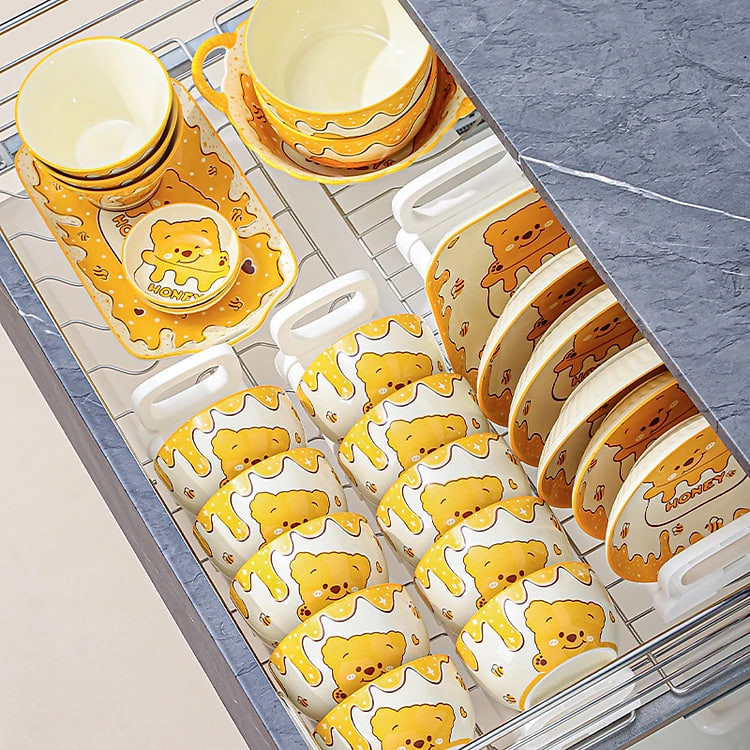Bộ Bát Đĩa Gosu Họa Tiết Gấu vàng Honey dễ thương