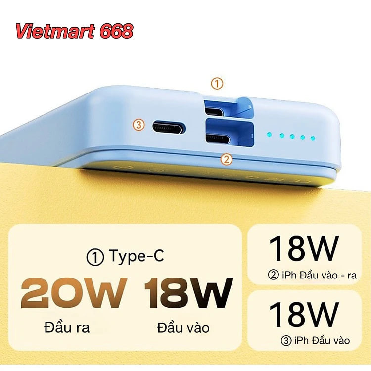 Sạc Dự Phòng Từ Tính Không Dây Đa Năng 10000mAh WEKOME WP-47 - Hỗ Trợ Sạc Nhanh PD 20W, Sạc Không Dây Từ Tính Max 15W - Hàng Chính Hãng