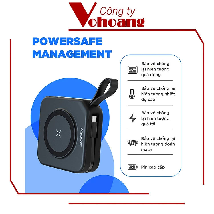 [Mỹ] Sạc dự phòng Energizer QM10001AC Thông minh Sạc nam châm từ tính Dung lượng 10000mAh - Hàng chính hãng