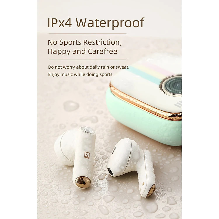Tai nghe không dây Rock Retro Style True Wireless Stereo Bluetooth Rockspace nghe nhạc liên tục 12h Hàng chính hãng