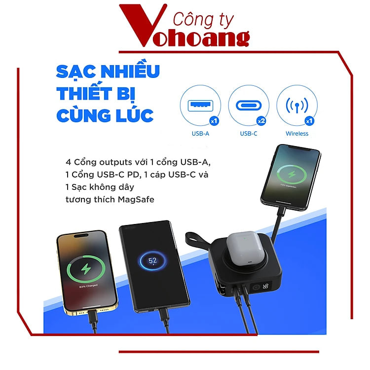 [Mỹ] Sạc dự phòng Energizer QM10001AC Thông minh Sạc nam châm từ tính Dung lượng 10000mAh - Hàng chính hãng