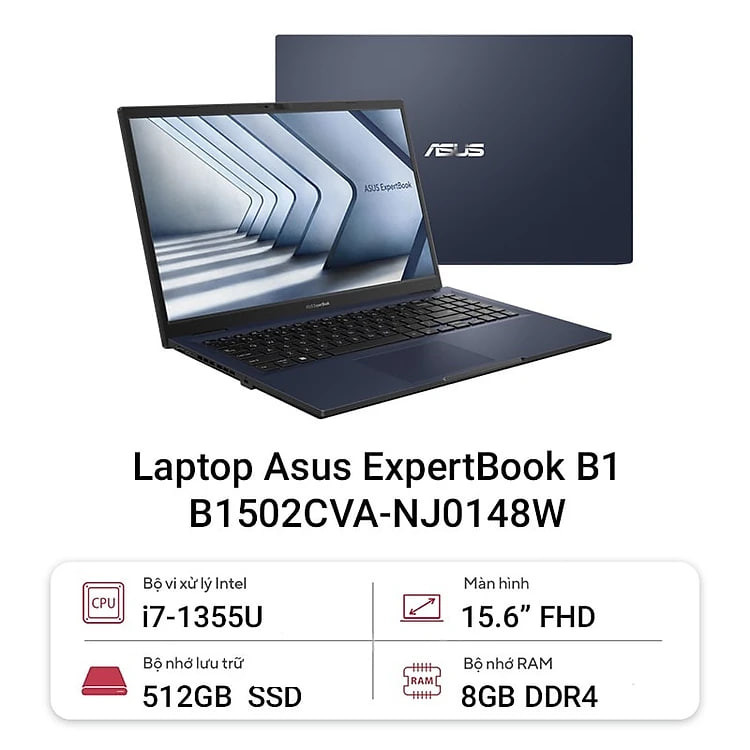 [Laptop i7] Laptop Asus Expertbook B1502CVA B1502 (Intel Core i7-1355U | RAM 8GB | 512GB SSD | 15.6 inch Full HD | Win 11 bản quyền) - Hàng Chính Hãng