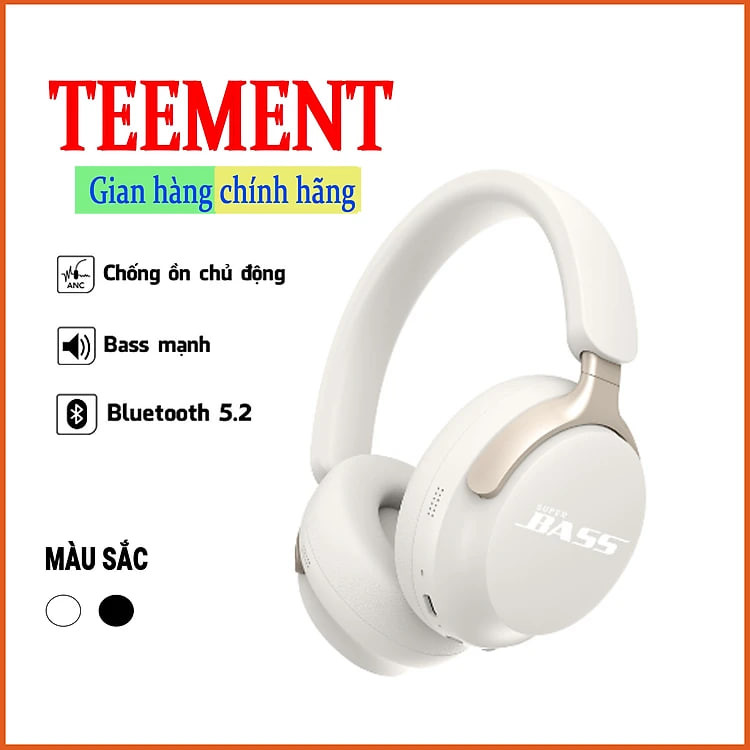 Tai Nghe Bluetooth Teement  Không Dây Chống Ồn Thông Minh Bluetooth 5.3 Cao Cấp - Hàng Chính Hãng