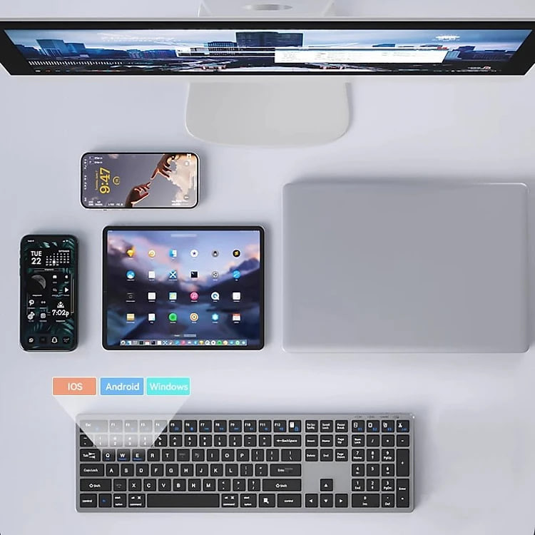 Bàn phím không dây Fullsize H859 pin sạc TypeC đa kết nối bluetooth 5.2 + 3.0 + Usb wireless 2.4G hàng nhập khẩu