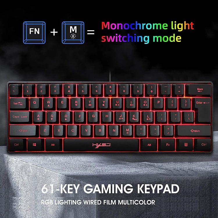 Bàn phím chơi game có dây HXSJ V700 61 phím dành cho Game / Văn phòng