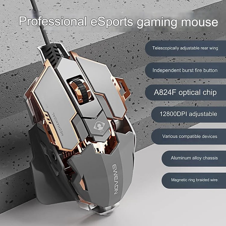 Chuột cơ gaming led RGB 12800DPI MK500 mechanical Gaming mouse E-Sport cho máy tính laptop hàng nhập khẩu
