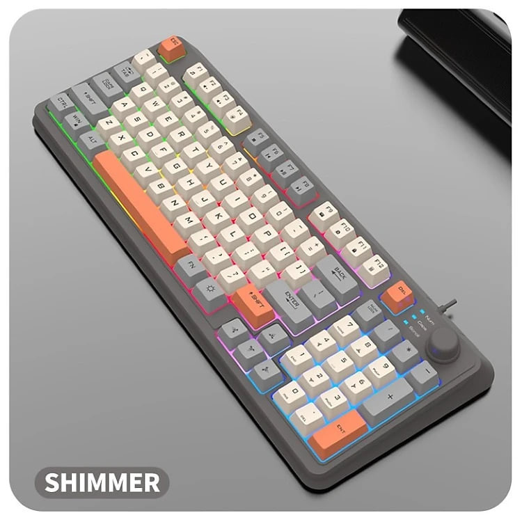 Bàn Phím Led Rainbow Gaming Giả cơ K82 có núm chỉnh âm lượng cho máy tính , laptop hàng nhập khẩu