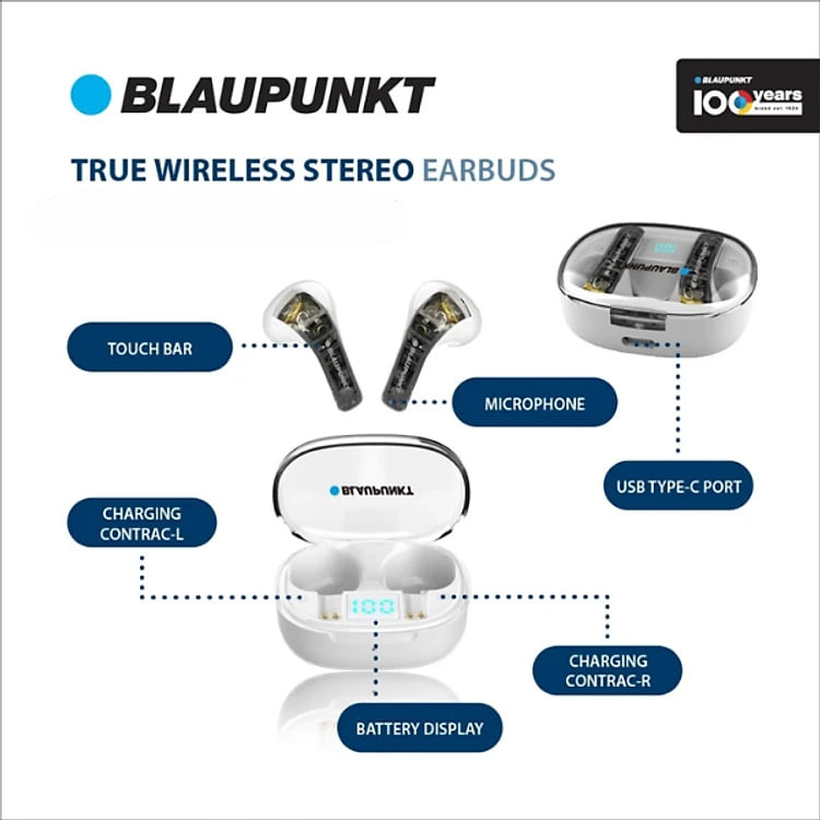 Tai Nghe Bluetooth True Wireless Blaupunkt BAT1001W - Hàng chính hãng