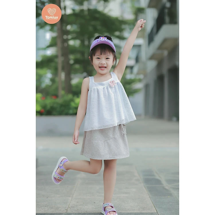 Set Bộ Áo Crotop Phối Với Quần Váy Thun Năng Động Cho Bé Từ 1-10 Tuổi