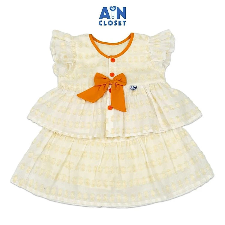 Set Áo Váy bé gái họa tiết Nơ Cam Cotton Hạt - AICDBGQGIQMV - AIN Closet