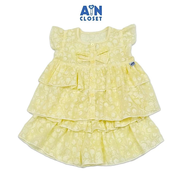 Bộ quần áo Ngắn bé gái hoạ tiết Nơ Cỏ Úa Cotton boi - AICDBGGYOIMJ - AIN Closet