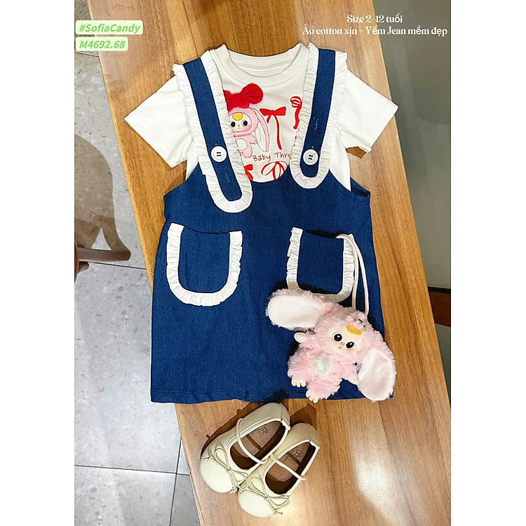 Đầm váy yếm baby three cho bé gái tone màu Hàn Quốc size 12-45kg hàng thiết kế cao cấp