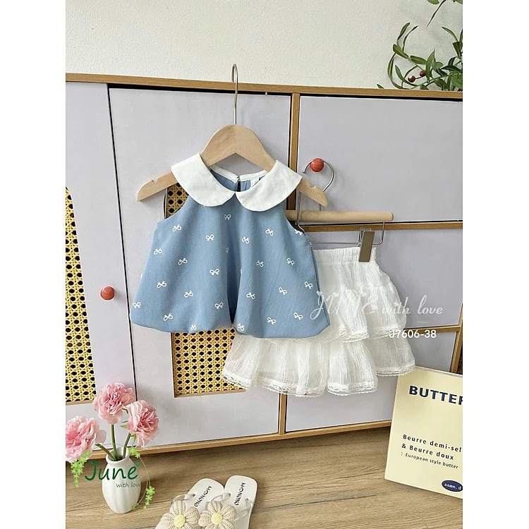 Set váy tiểu thư cho bé gái size 10-40kg hàng thiết kế cao cấp