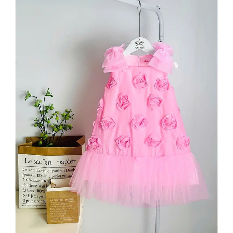 Đầm váy babydoll hai dây hoa mùa hè cho bé gái đi chơi đi học mát từ 12-35kg chất voan mềm mại
