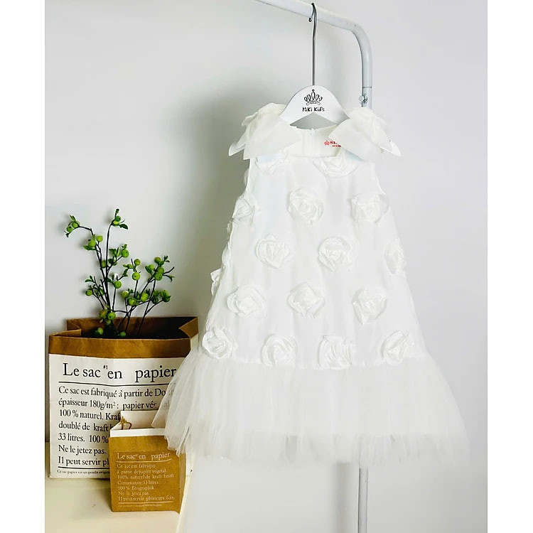 Đầm váy babydoll hai dây hoa mùa hè cho bé gái đi chơi đi học mát từ 12-35kg chất voan mềm mại