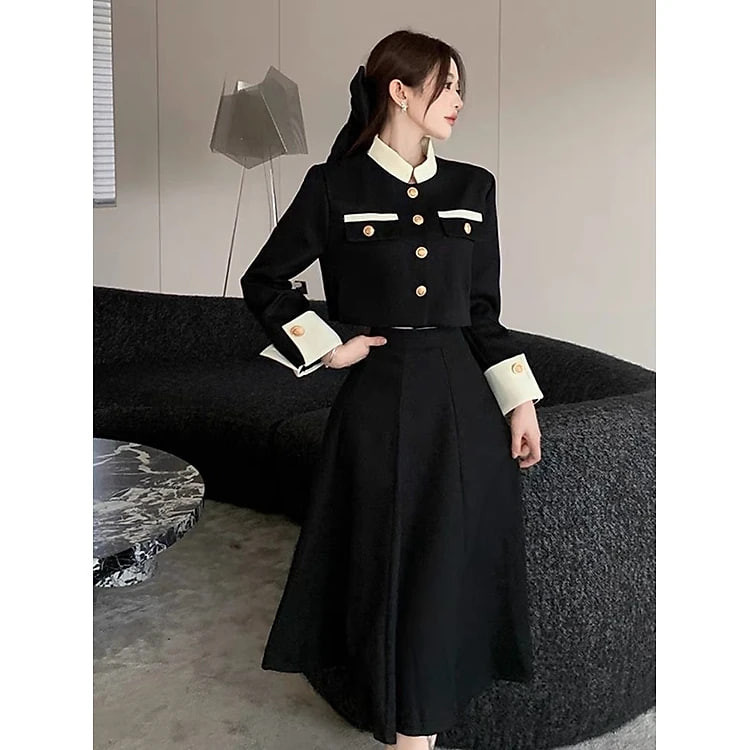 Set Váy Áp dạ phối dáng dài thanh lịch (size S dưới 47kg)