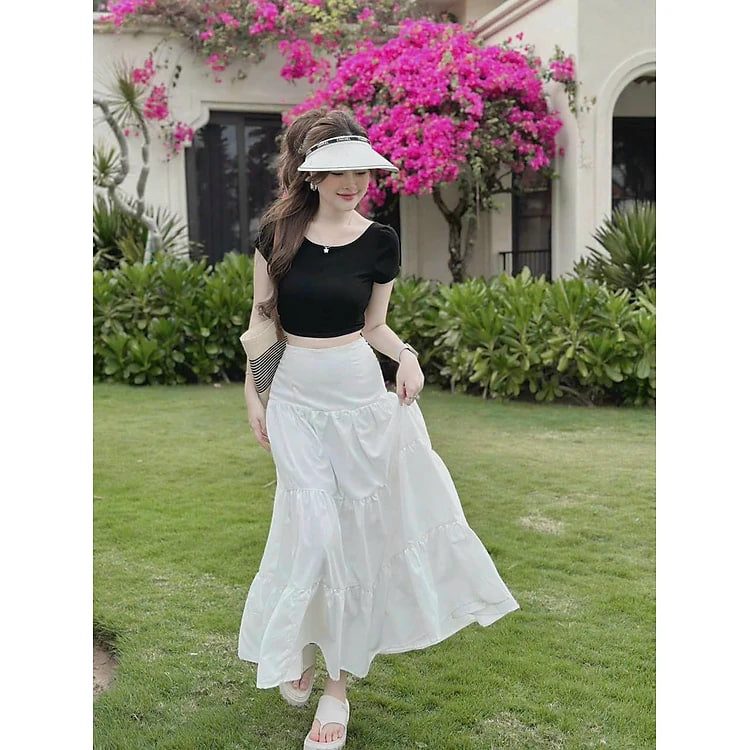 SET ÁO TĂM LẠNH CHÂN VÁY XOÈ TO CHUẨN HÌNH  MÀU Y HÌNH