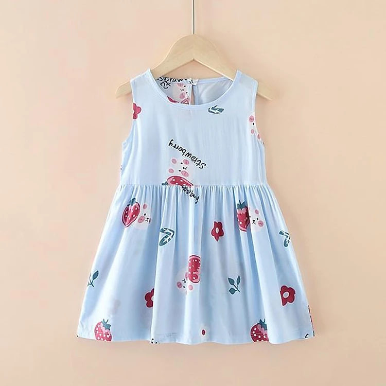Váy đầm cho bé gái, váy sát nách vải lanh thoáng mát mặc hè, nhiều màu sắc và họa tiết dễ thương size 90 - 150 (Link 1)