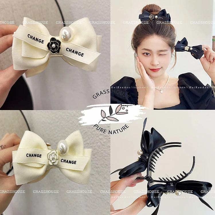 Kẹp búi tóc càng cua hình nơ chữ change phong cách Tiểu thư phụ kiện tóc nữ